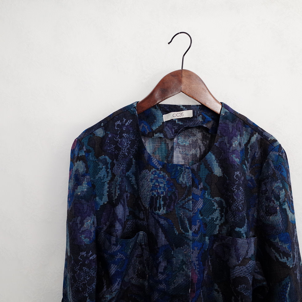 Thumbnail: 紫藍布織花長袖外衣