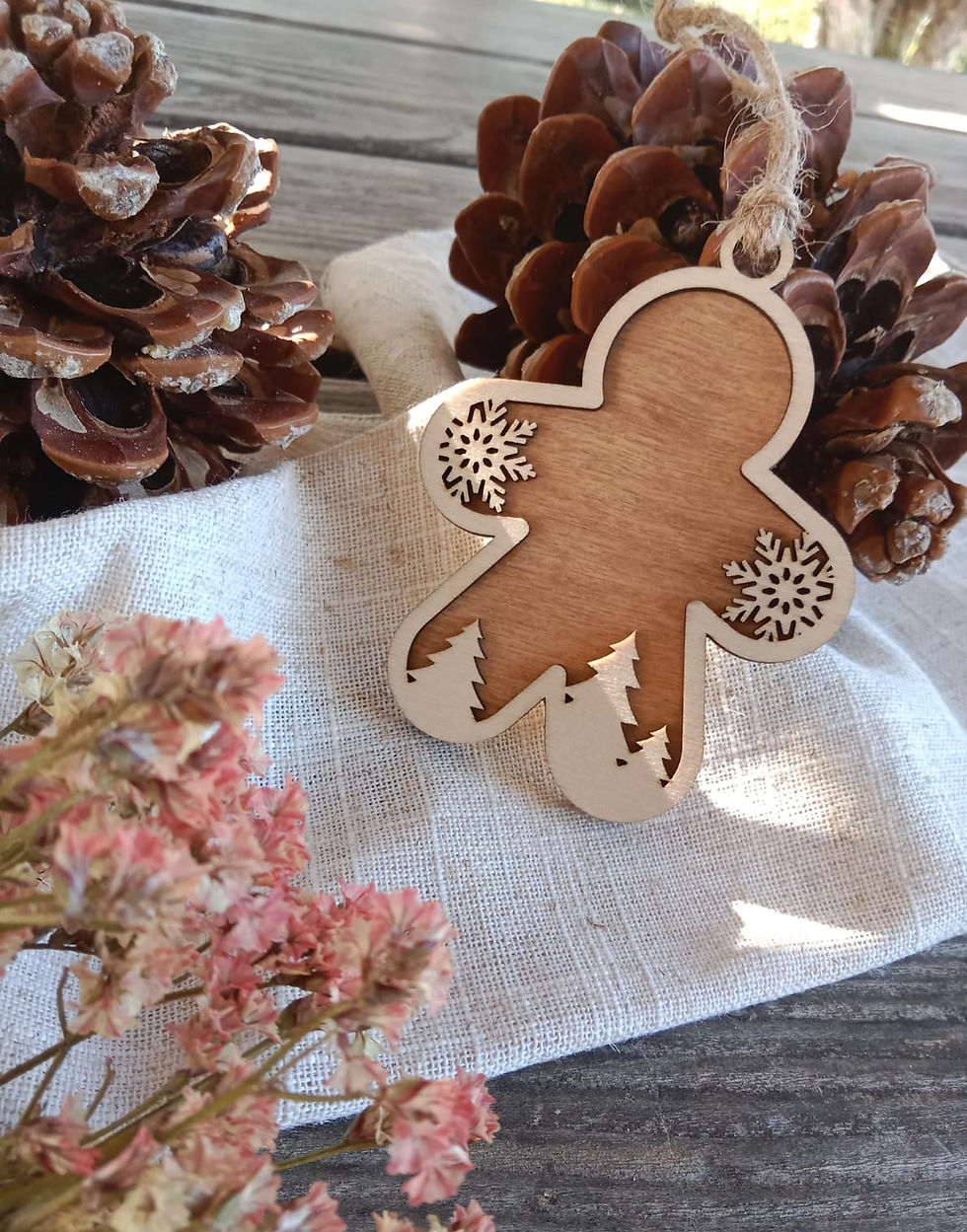 Suspension en bois pour sapin de Noël - P'tit bonhomme