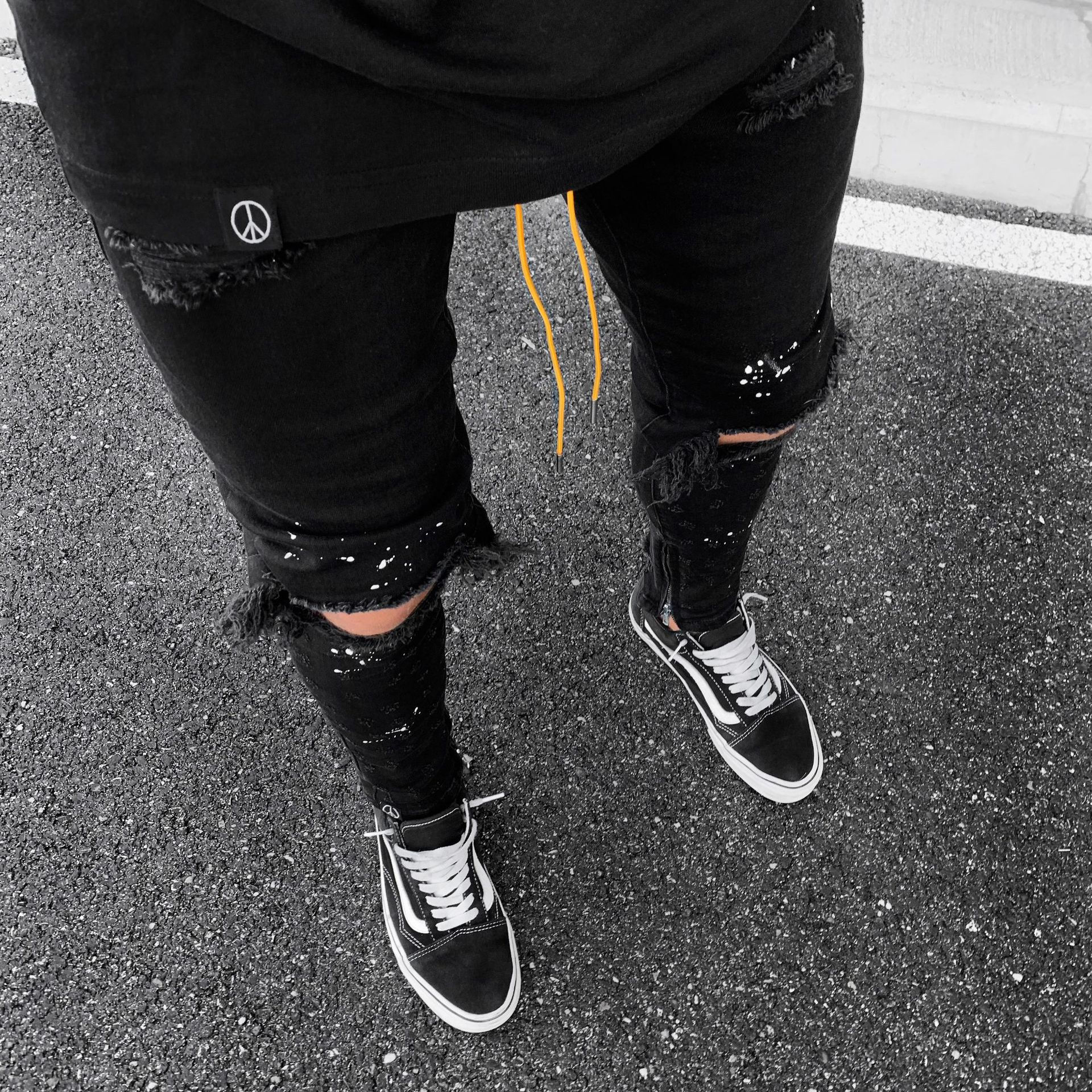 Calças Jeans Masculina Skinny Rasgada