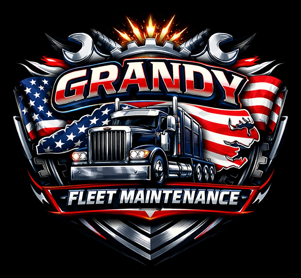Grandy Fleet Maintenance logo with truck and flags