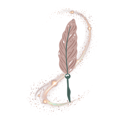 Pink and teal quill swirling with fantasy romance magic