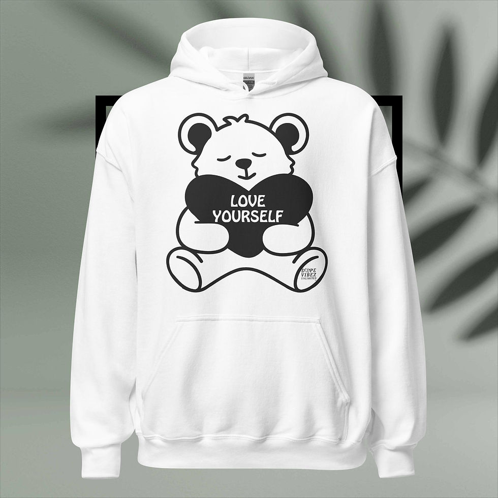 Thumbnail: DOPE VIBEZ UNLIMITED - LOVE YOURSELF BEAR (BLK) Unisex Hoodie