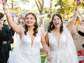 2 brides celebrating at their  LGBTQ Jewish Wedding