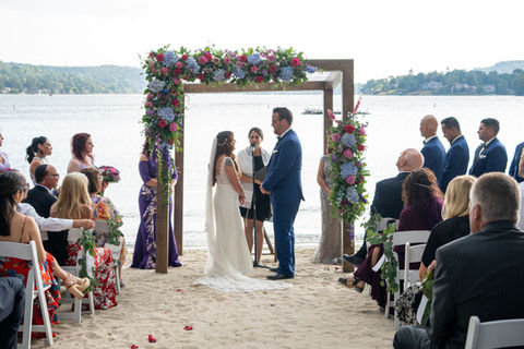 a happy bride and groom at their Jewish wedding at The Connecticut Shoreline