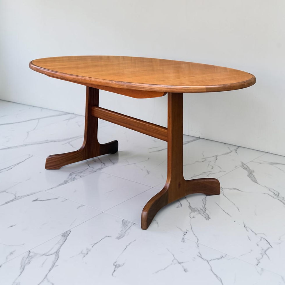 Thumbnail: Mid-Century G Plan Fresco Teak Oval Extending Dining Table