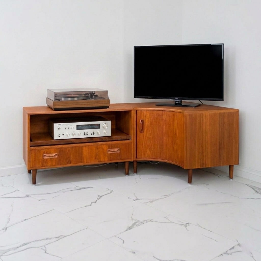 Vintage G Plan Fresco Mid-Century Teak Corner Media Unit / Sideboard