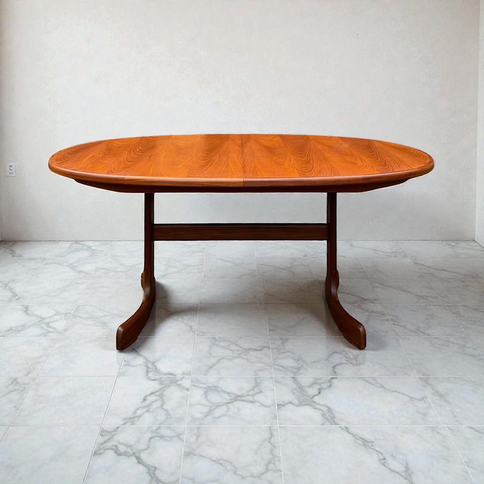 Thumbnail: Mid-Century G Plan Fresco Teak Oval Extending Dining Table
