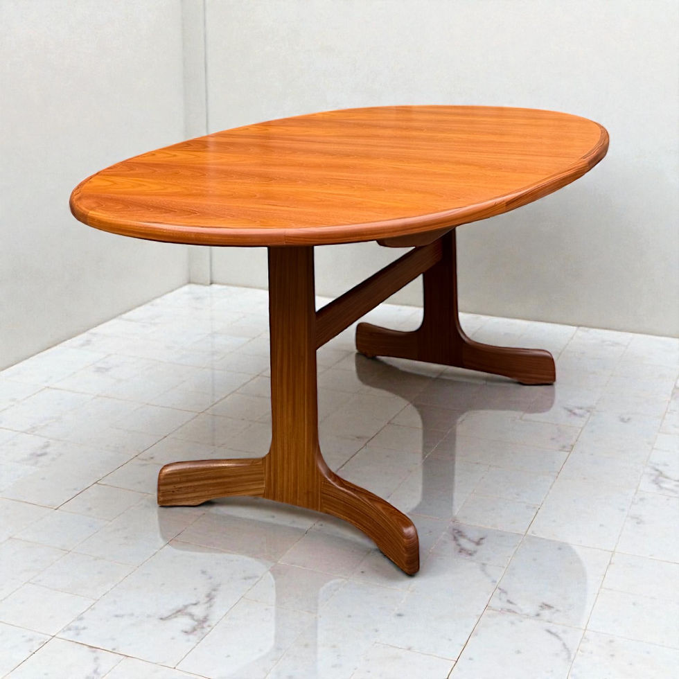 Thumbnail: Mid-Century G Plan Fresco Teak Oval Extending Dining Table