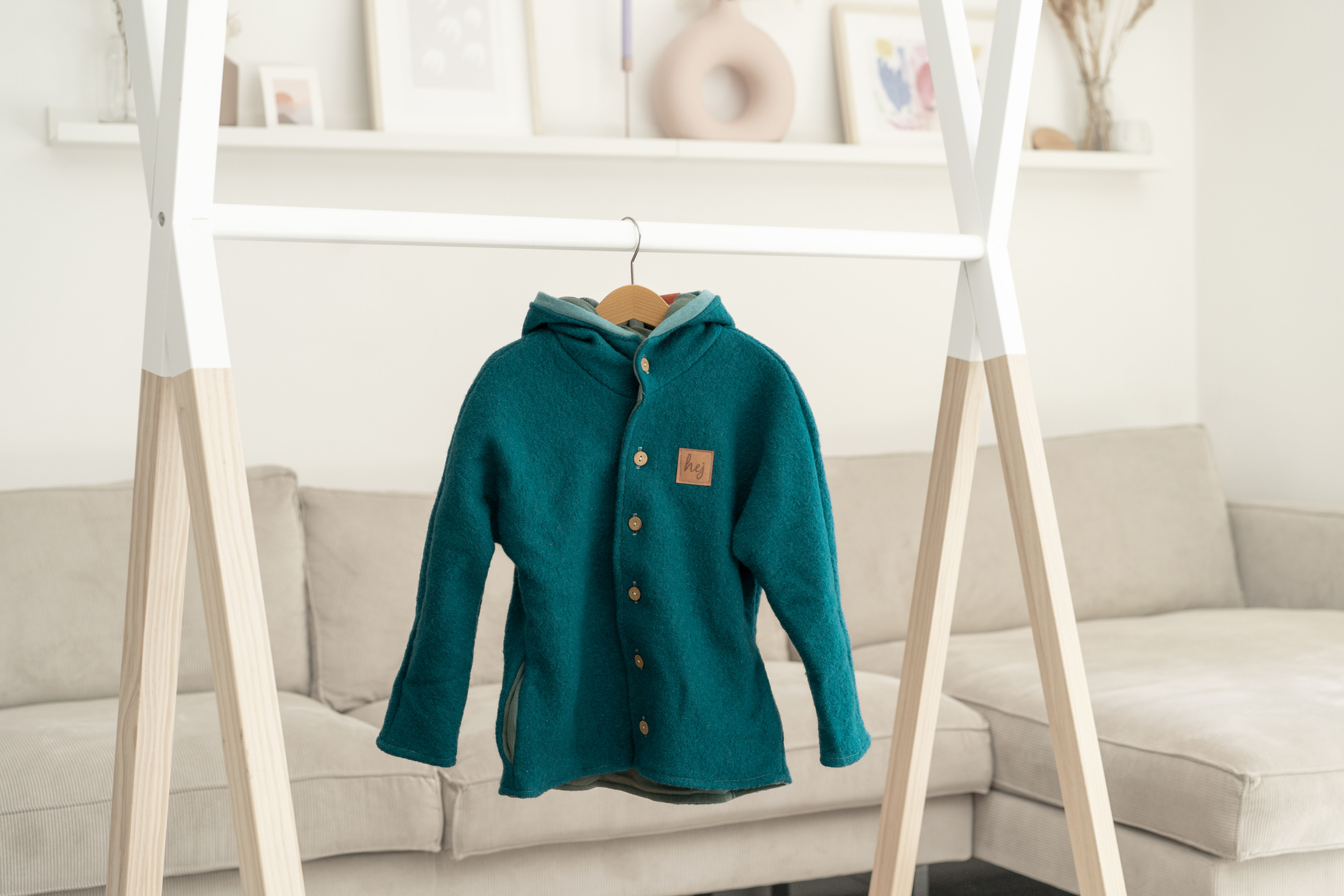 Walkjacke außen petrol/ Strickfutter petrol