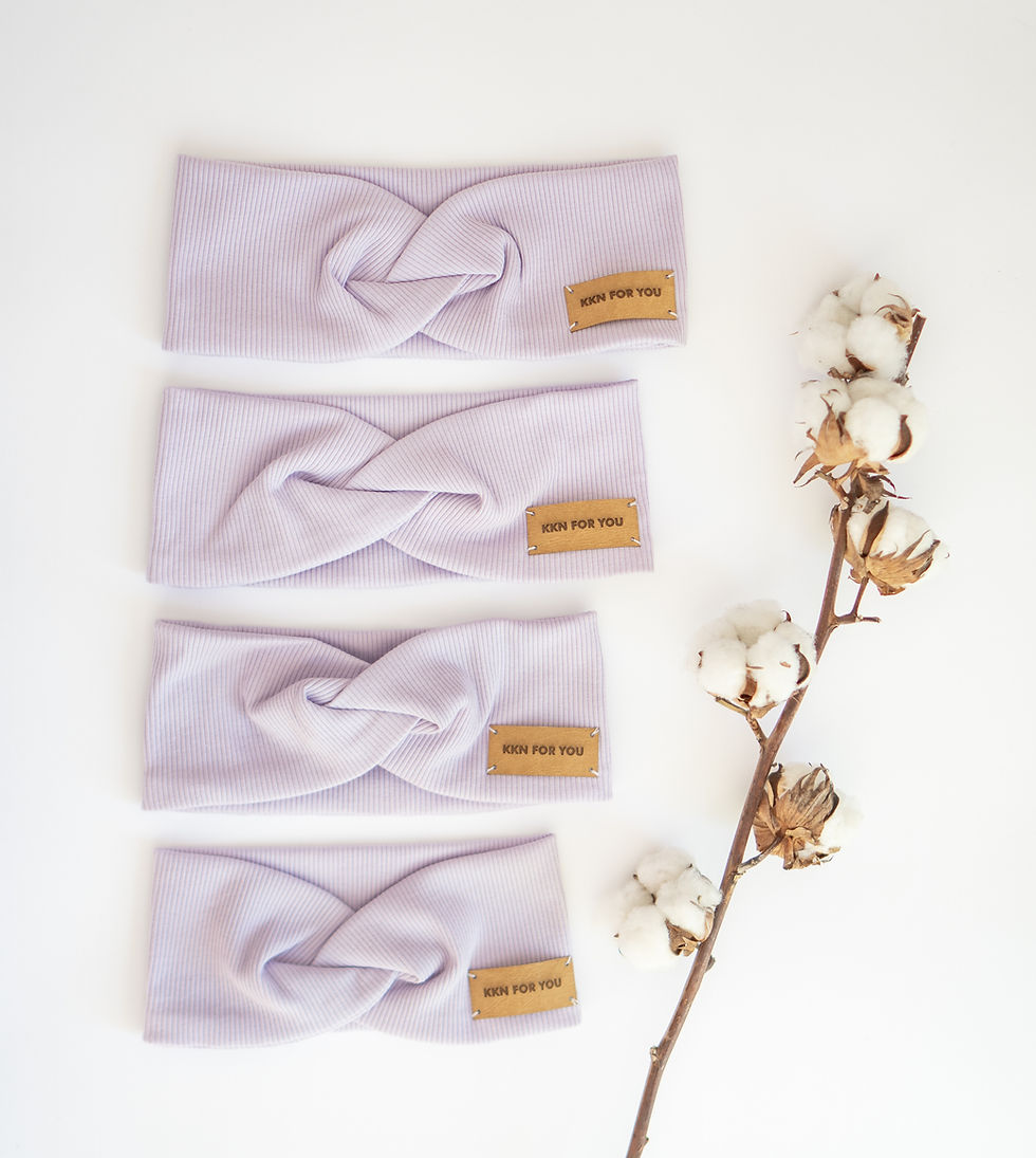 Miniaturbild: Stirnband aus Rippjersey für Mädchen/Baby's mit Twist-flieder
