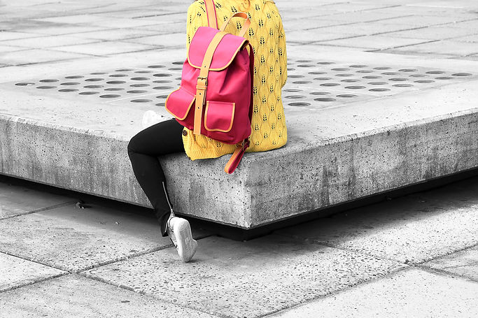 Girl With Red Backpack