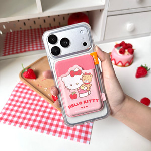 wallet sanrio phone hello kitty ซานริโอ้ คิตตี้ ของแท้ case เคส ลิขสิทธิ์แท้ น่ารัก magsafe แม่เหล็ก Accessories สี แดง ชมพู Tiny Chum ใส่บัตร หมี