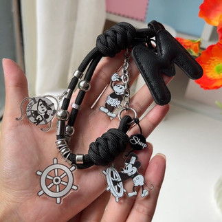 phone accessories charm สีดำ mickey mouse สายห้อยมือถือ กระเป๋า พวงกุญแจ มิคกี้เมาส์ มิกกี้เม้าส์ disney ดิสนีย์ ลายน่ารัก steamboat willie