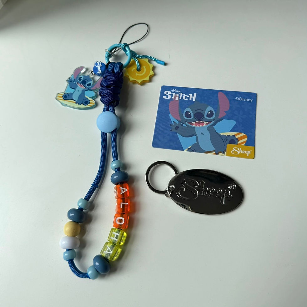 กล่องสุ่ม charm stitch สติทช์ สายห้อยมือถือ แบบเชือก blindbox phone charm ลูกปัด สีฟ้า เหลือง ลายน่ารัก