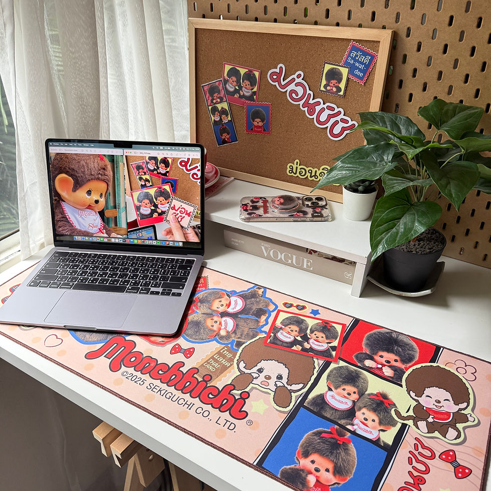 แต่งโต๊ะ monchhichi mouse pad ม่อนชิชิ สีน้ำตาล ลายน่ารัก ลิขสิทธิ์แท้ มอนชิชิ