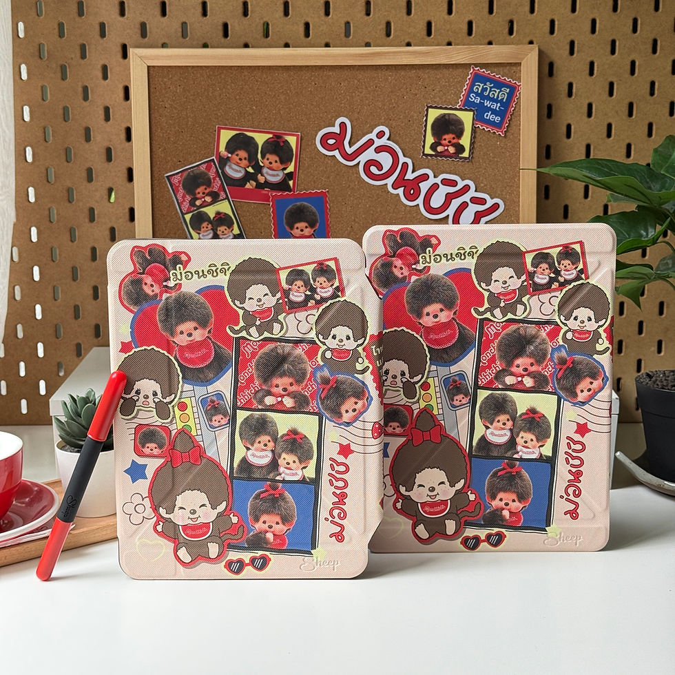 เคสไอแพด ม่อนชิชิ monchhichi ipad case สีน้ำตาล ลายน่ารัก มอนชิชิ ลิขสิทธิ์แท้