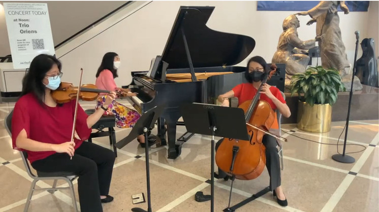 Trio Oriens performing live at Houston Methodist Center of Performing Arts Medicine