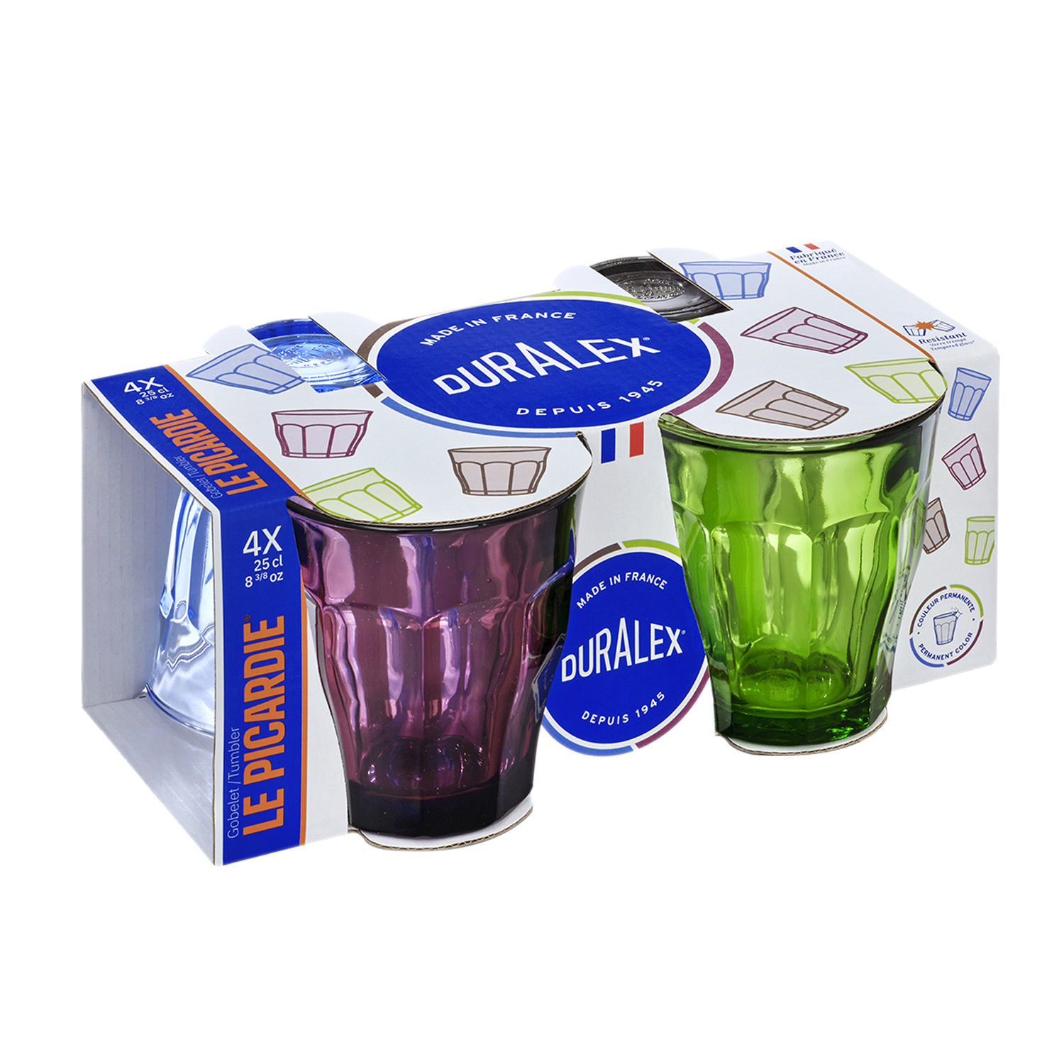 PACK DE 4 VERRES DE COULEUR DURALEX