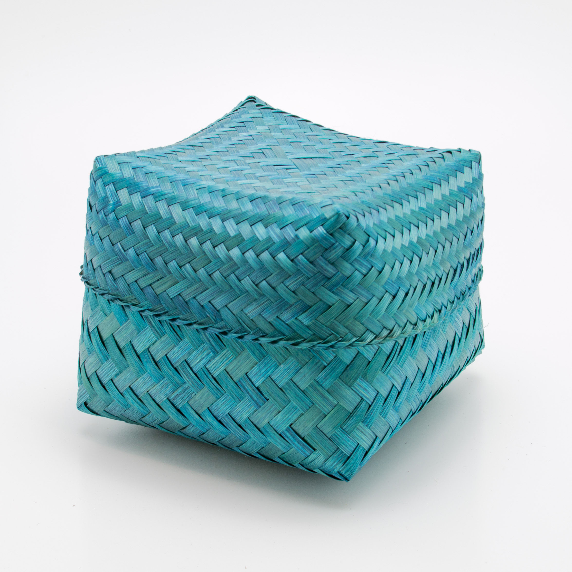 Caja de bambú, azul.