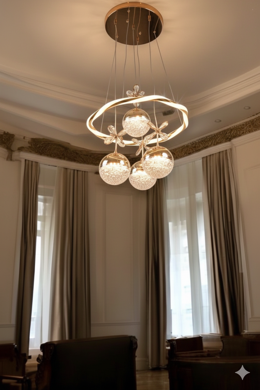 Premium 4'l� Gold LED Avize - Ayarlanabilir Tasar�m