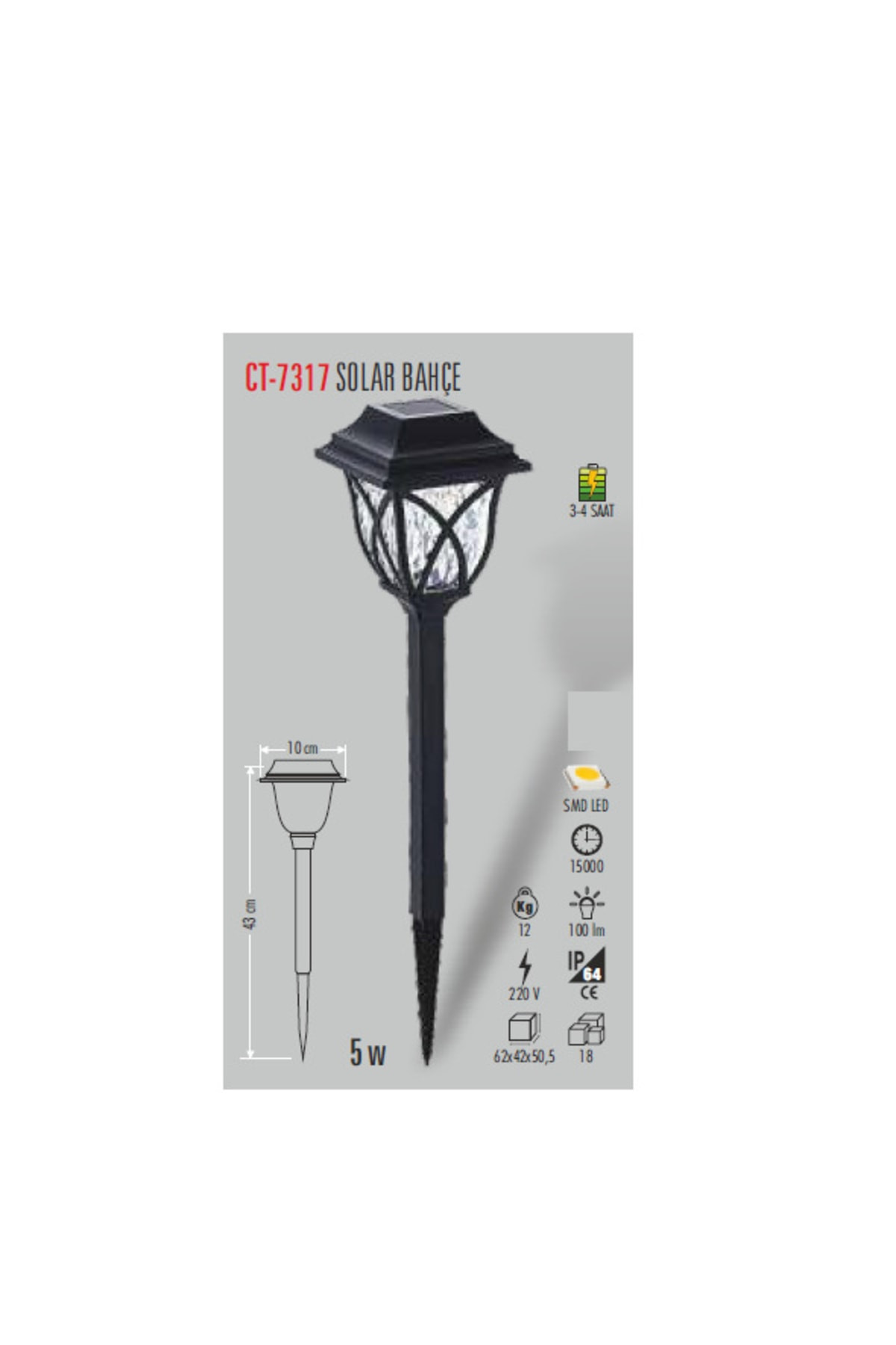 Ct-7317 5w Solar Bah�e Armat�r�