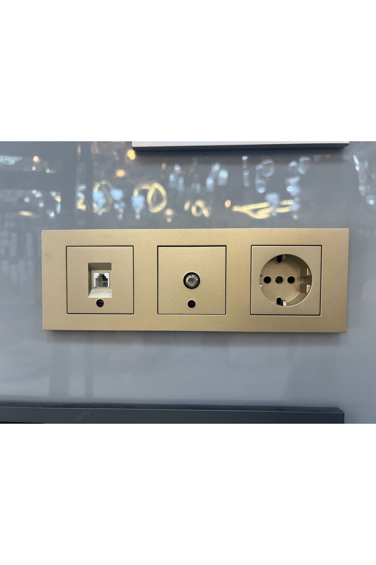 Grano Titanyum Üçlü Set Uydu Prizi(TV) Numeris Topraklı Priz