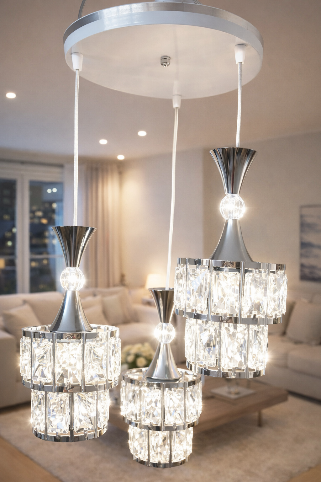 mirsa �izgili mira� kristal avize 3 l� Beyaz-g�m��