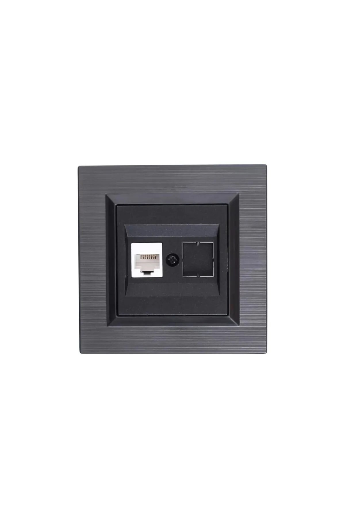 Vsn Ovivo Quantum Metalik Siyah Numeris Telefon Priz+Manyetik Gri Tekli �er�eve