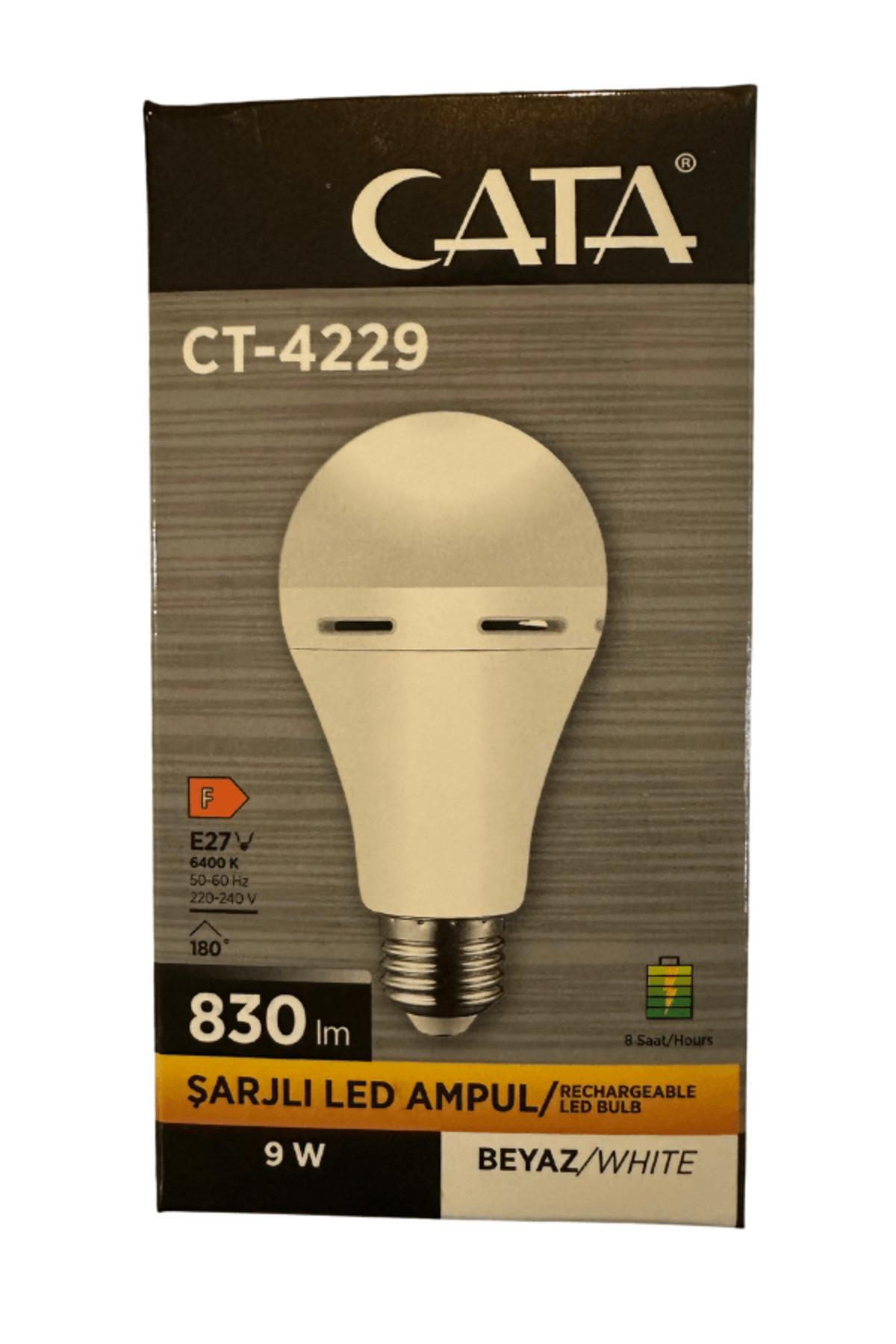 CT-4229 9W 6400K (Beyaz I��k) E27 Duylu �arjl� Led Ampul