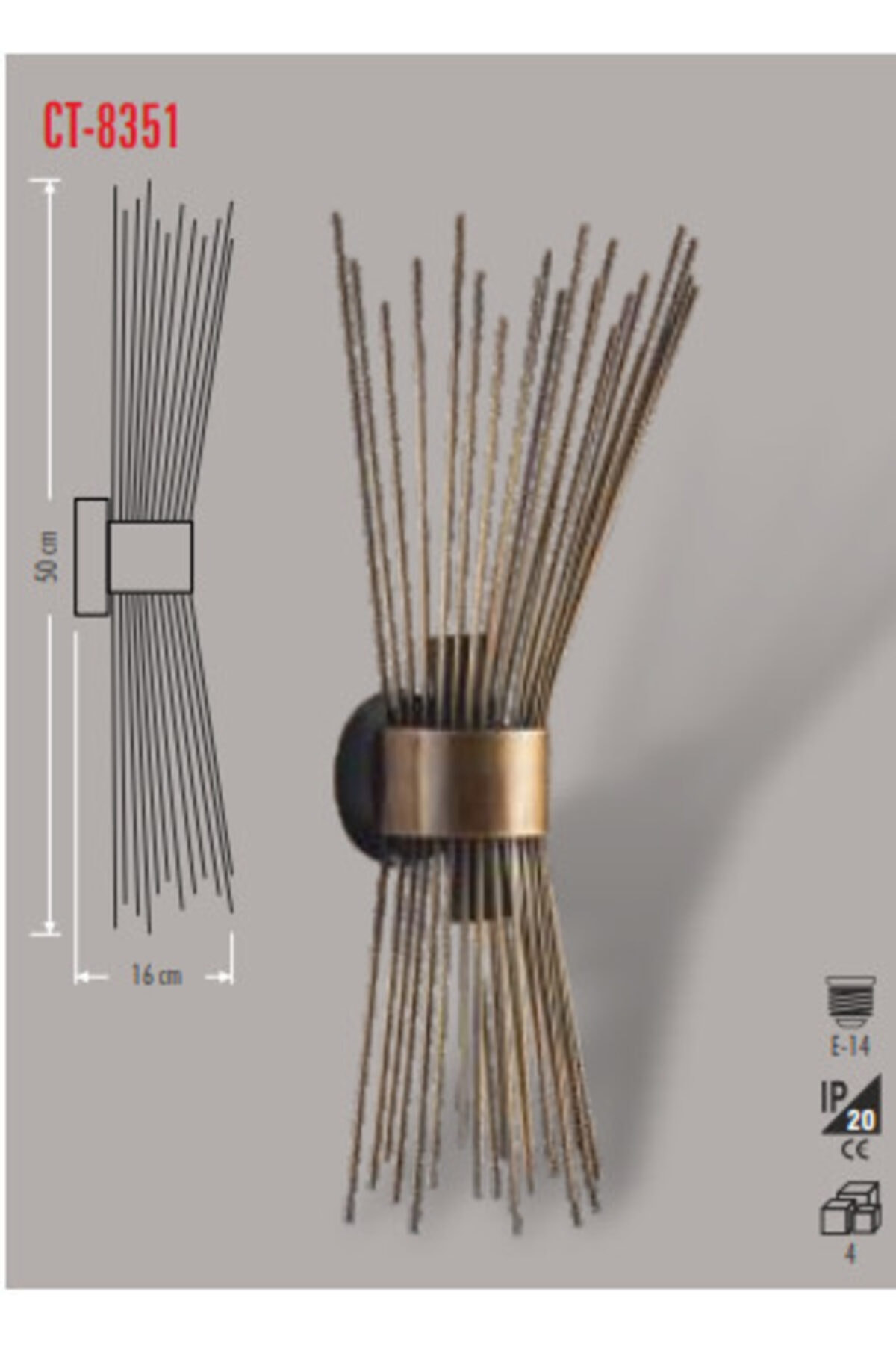 Ct-8351 Dekoratif Gold Aplik (ampulsuz)