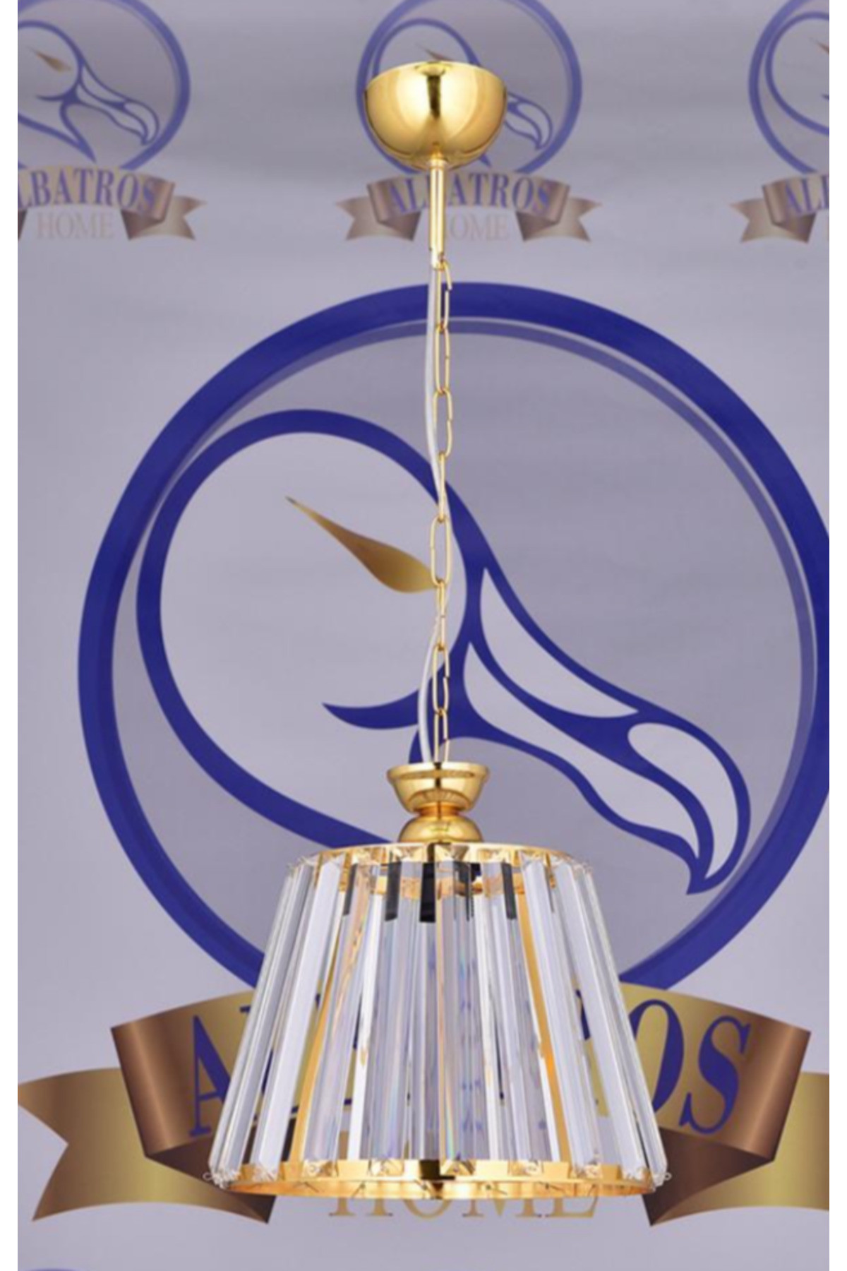 Tekli Kristal avize konik Gold