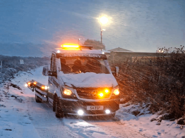 Recovery truck in snow aberdeen