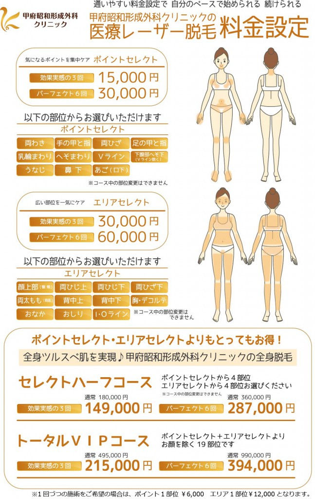 甲府昭和脱毛コースチラシ表