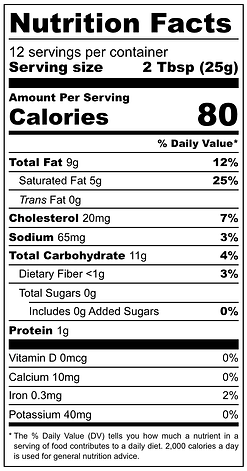 FROSTING-GFP Allulose Chocolate Buttercream - Nutrition Label