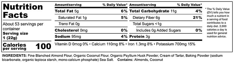 MIX NEW SOURDOUGH -2.5 lb (1135 grams) - Nutrition Label