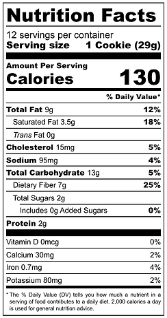 COOKIE DOUGH GFP 'NO-SUGAR' - Nutrition Label