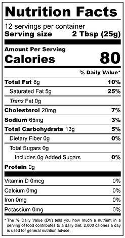 FROSTING-GFP Allulose Buttercream - Nutrition Label