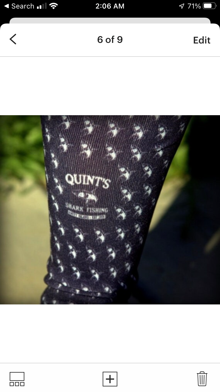 Thumbnail: ON SALE! JAWS inspired Quint’s Shark Fishing inspired crew sock