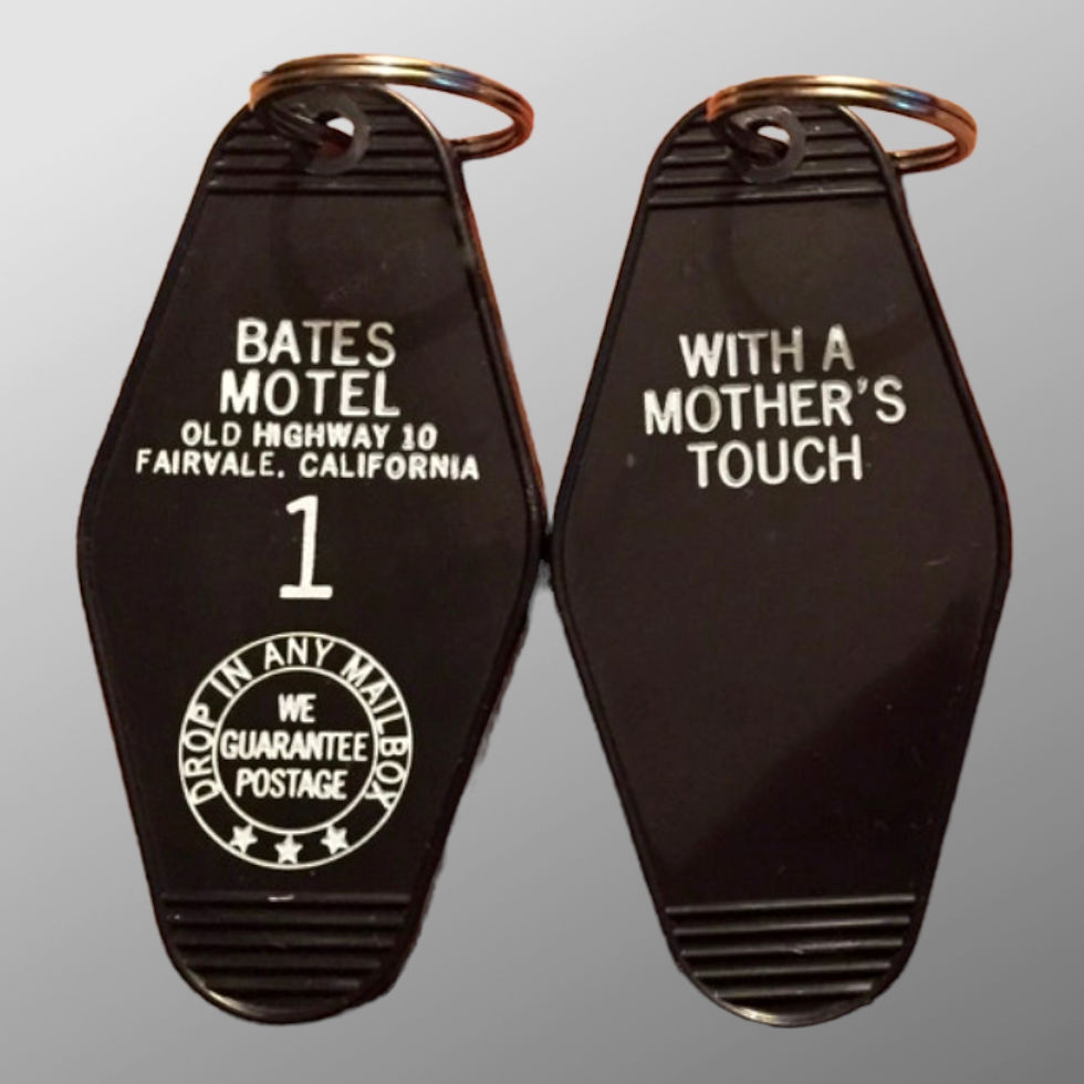 Thumbnail: PSYCHO movie inspired BATES MOTEL sock/keytag combo