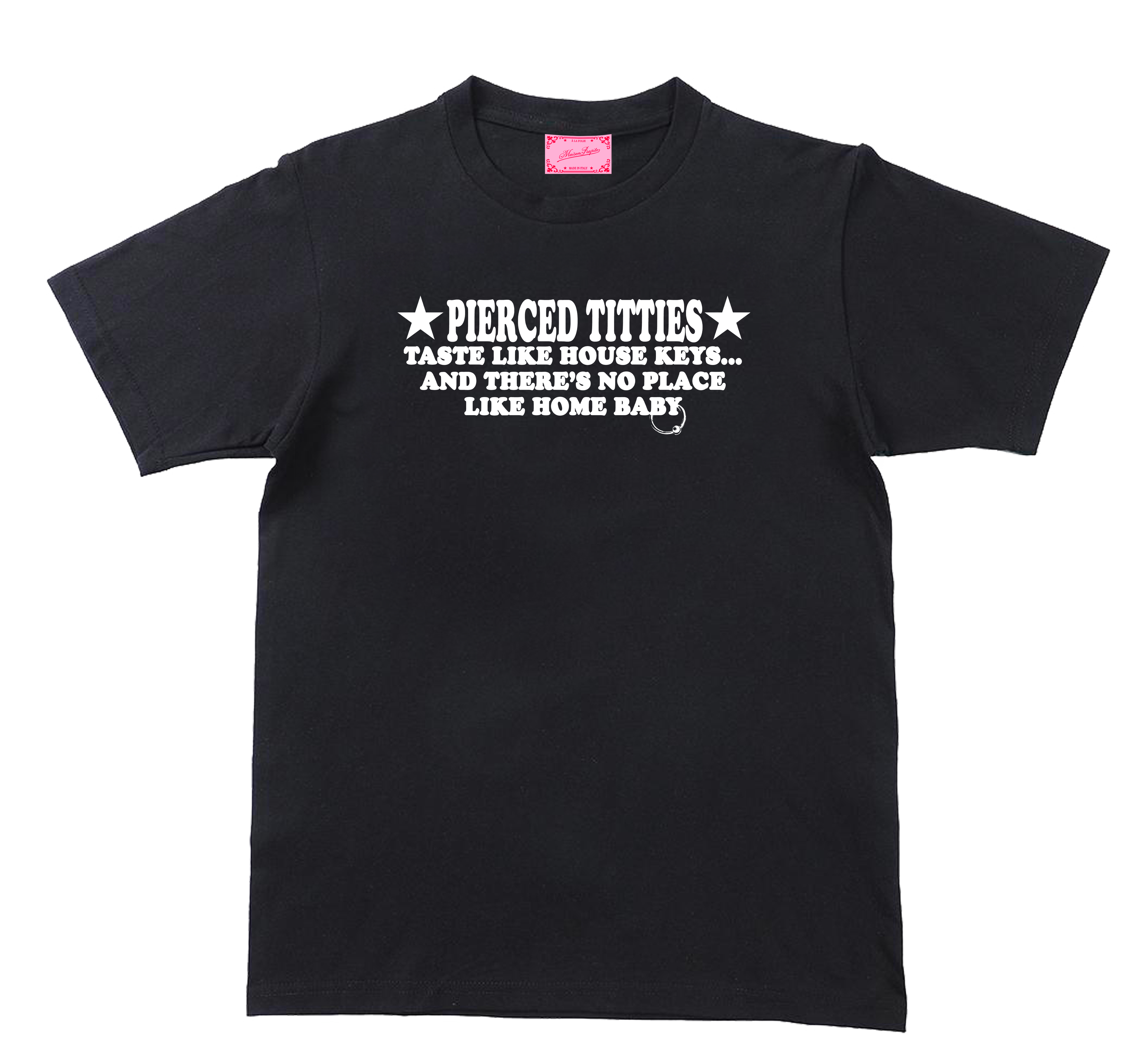 Pierced titties black tee