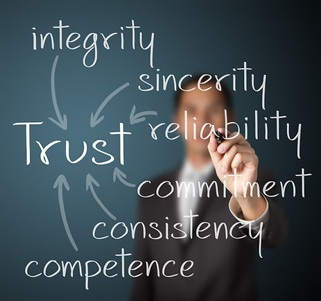 business man writing trust building conc