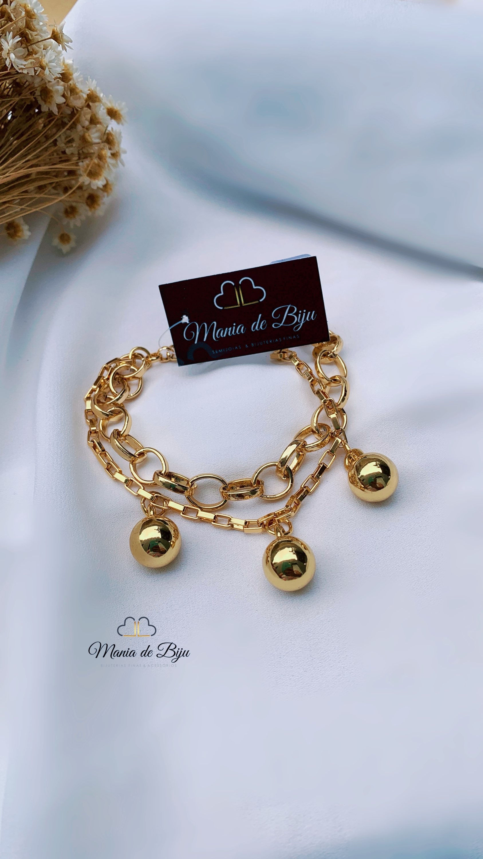 Pulseira dupla esferas
