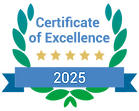 iWantGreatCare Certficate of Excellence profile badge in 2025