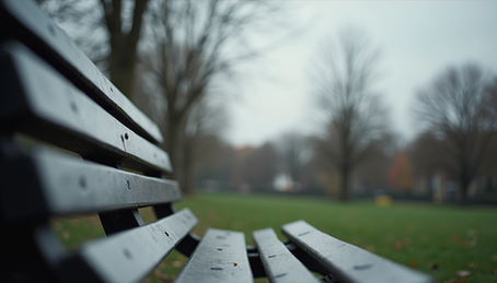 A quiet park bench symbolising solitude and reflection