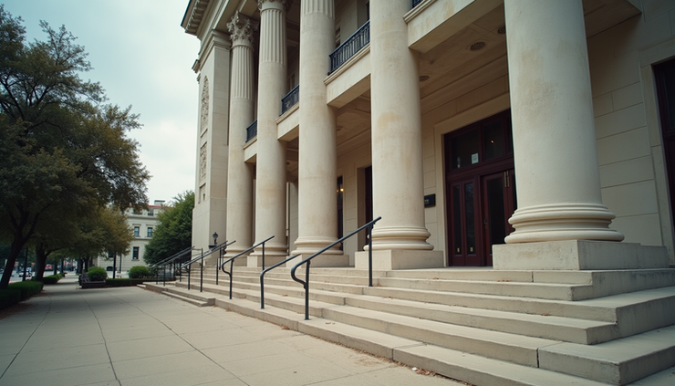 High angle view of a courthouse exterior in Louisiana