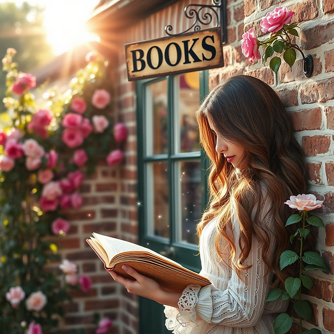 a fantasy photo of a beautiful corner of a picture perfect british brick house where roses
