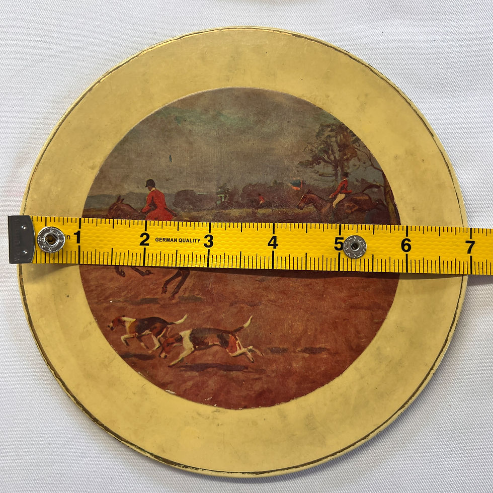 Thumbnail: Vintage round wooden felt backed hunting scene place mats