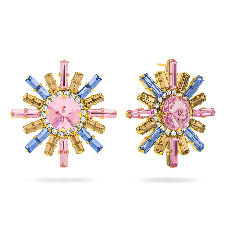 עגילי קריסטלים סנשיין ציפוי זהב | לילה
