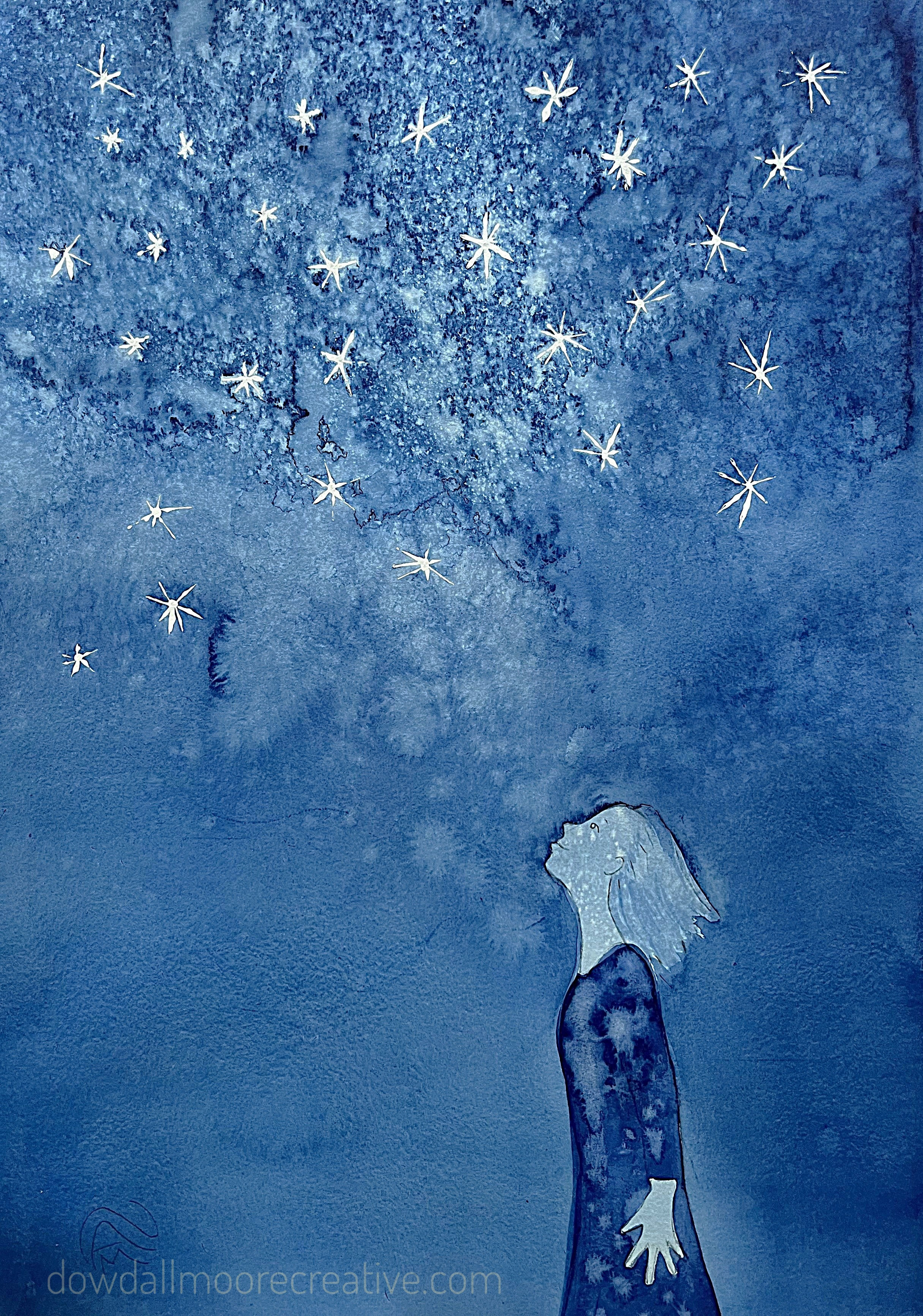 12x17 Original Watercolor Painting Star Grazer