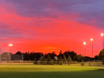 Pink and purple sunset over the Dred Scott Fields